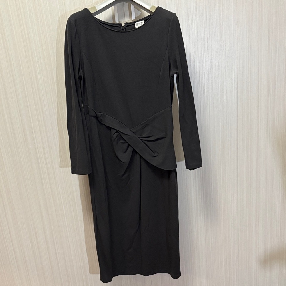 Armani Collezioni Elegant Black Long Sleeve Dress